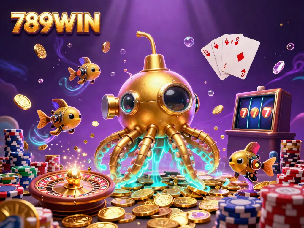 Experience the thrilling world of 789WIN as the golden kraken submarine navigates coins, leading to incredible winnings.