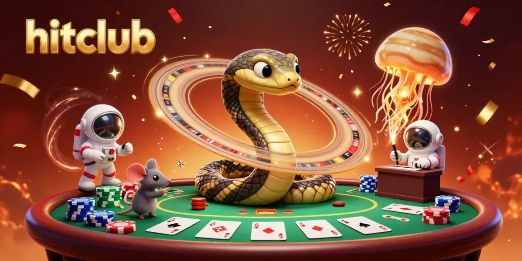 Experience thrilling bets at hitclub with cosmic characters and vibrant casino atmosphere.