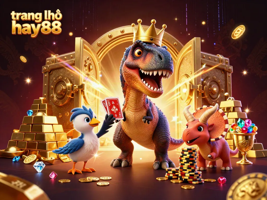 Engaging scene showcasing the vibrant characters of trang chủ hay88 at a dynamic casino with golden elements.