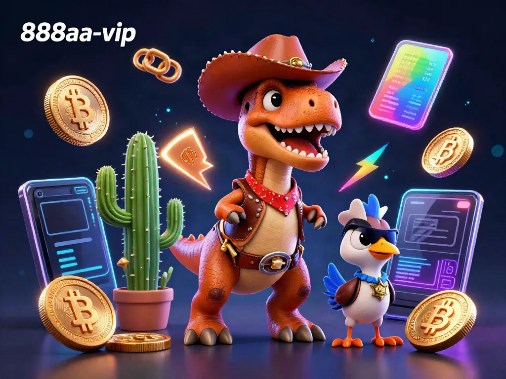 Experience thrilling wins with 88aa-vip in a dynamic 3D casino scene featuring vibrant characters and crypto elements.
