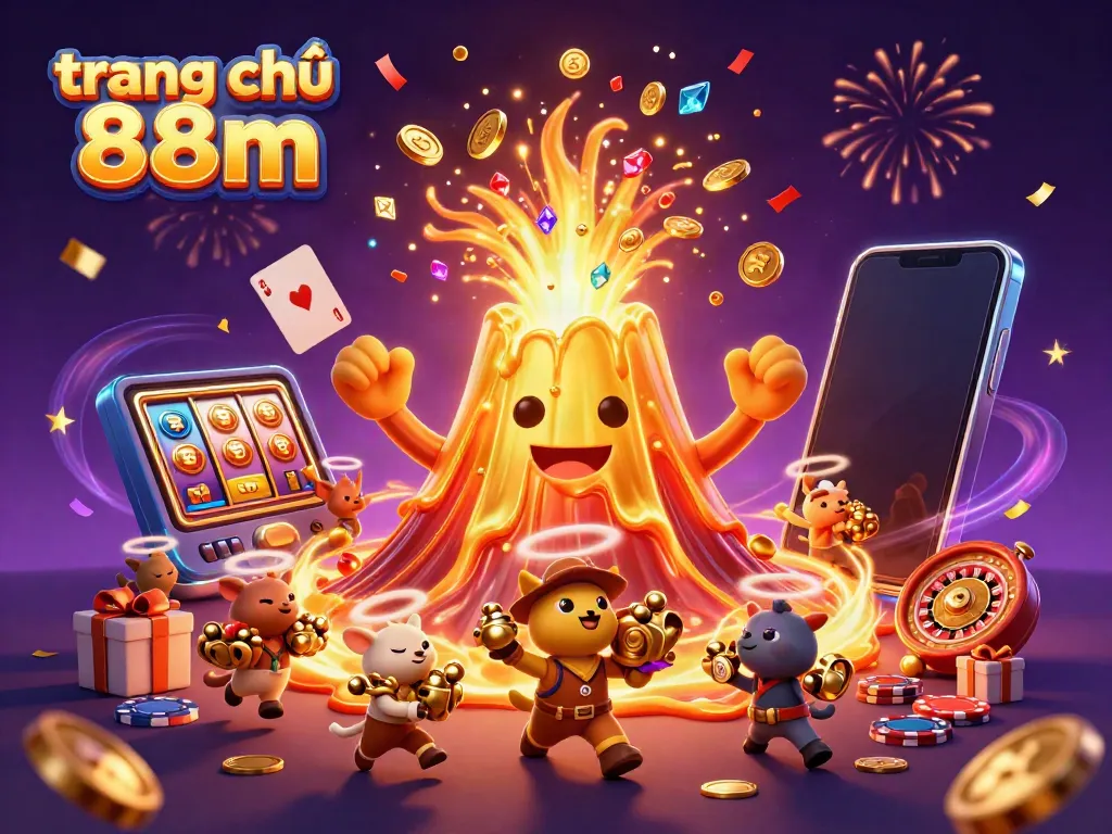 Experience the excitement of games at trang chủ 88m with vibrant treasures erupting in a magical scene.