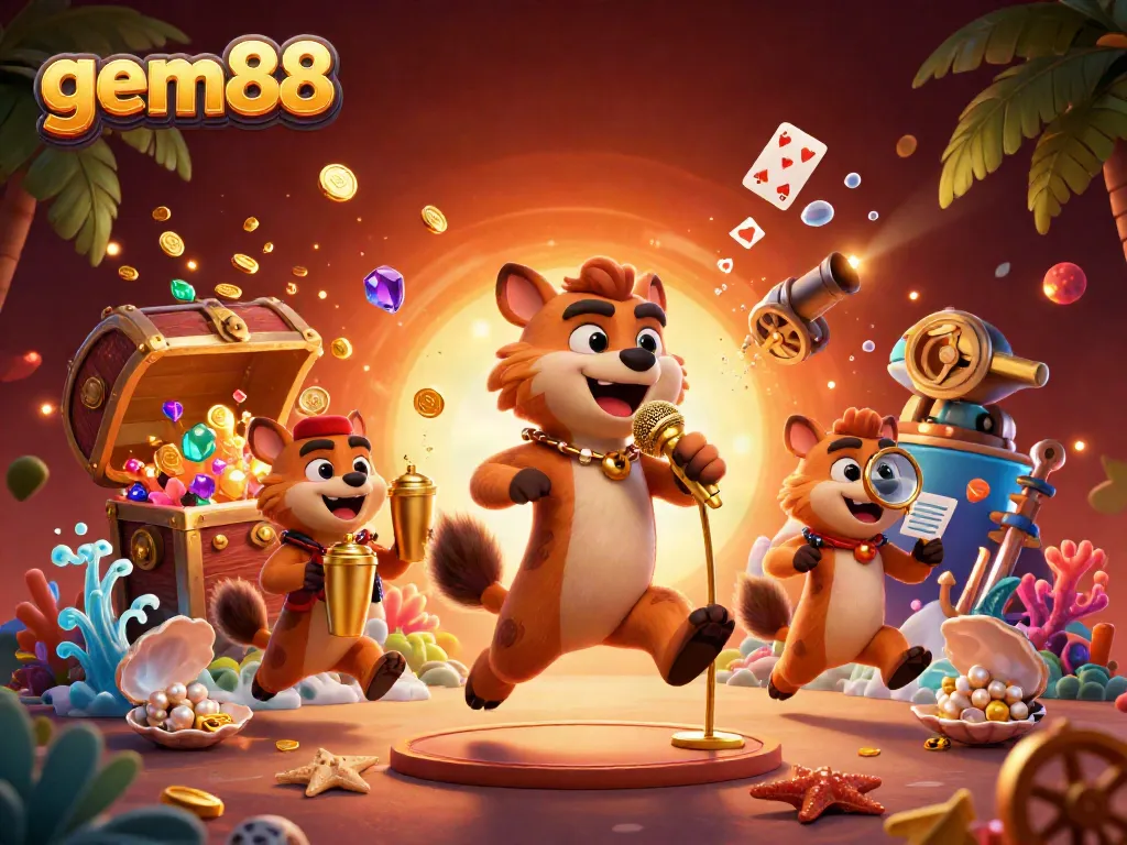 Enjoy thrilling casino entertainment at gem88 with hyenas serving drinks, telling jokes, and checking IDs.