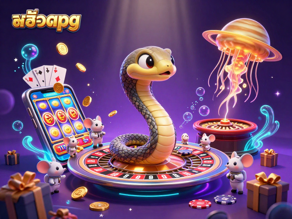 Play สล็อตpg with tiny mice betting on roulette rings in vibrant cosmic casino illustration.
