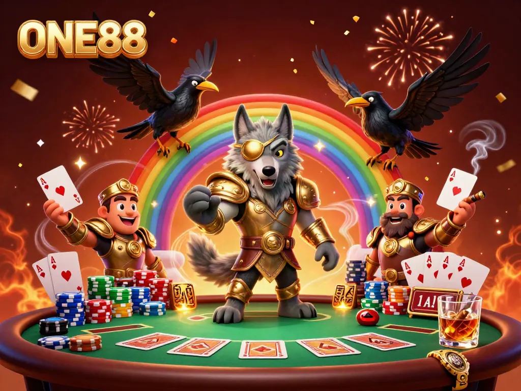 Engage in thrilling plays at ONE88 with colorful poker tables and festive ambiance.