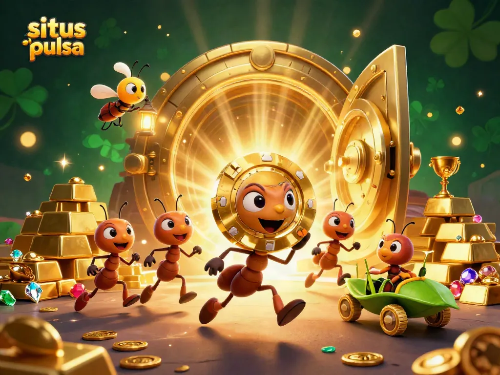 Engage with situs slot pulsa through a dynamic scene of ants on a heist with golden treasures.