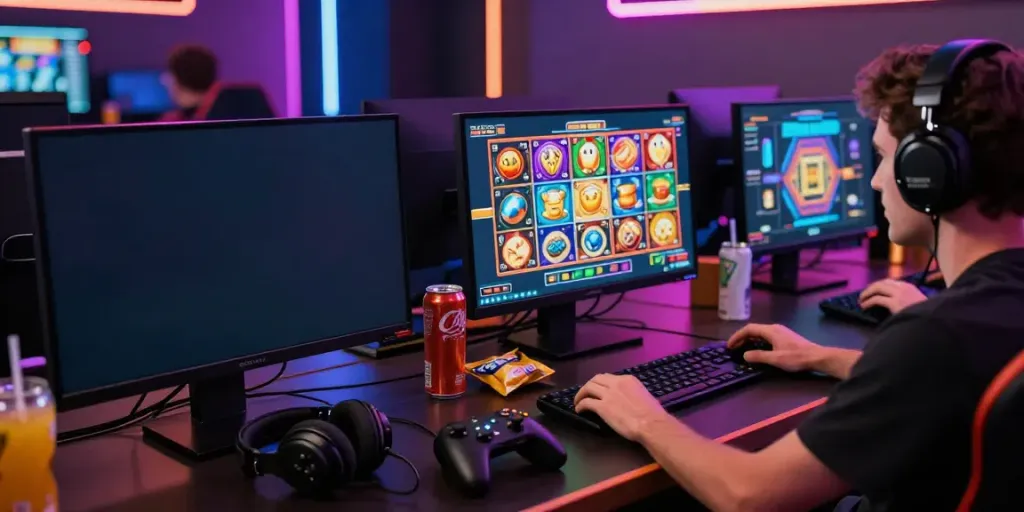 Engaging player experiencing slot games at https://da88z.net/ with colorful graphics and lively atmosphere.