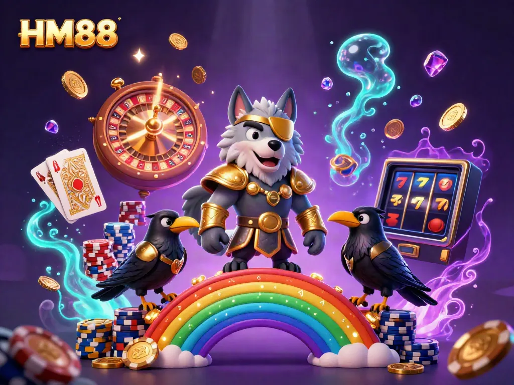 Experience thrilling casino action with HM88's Norse-inspired characters amidst dynamic game elements.