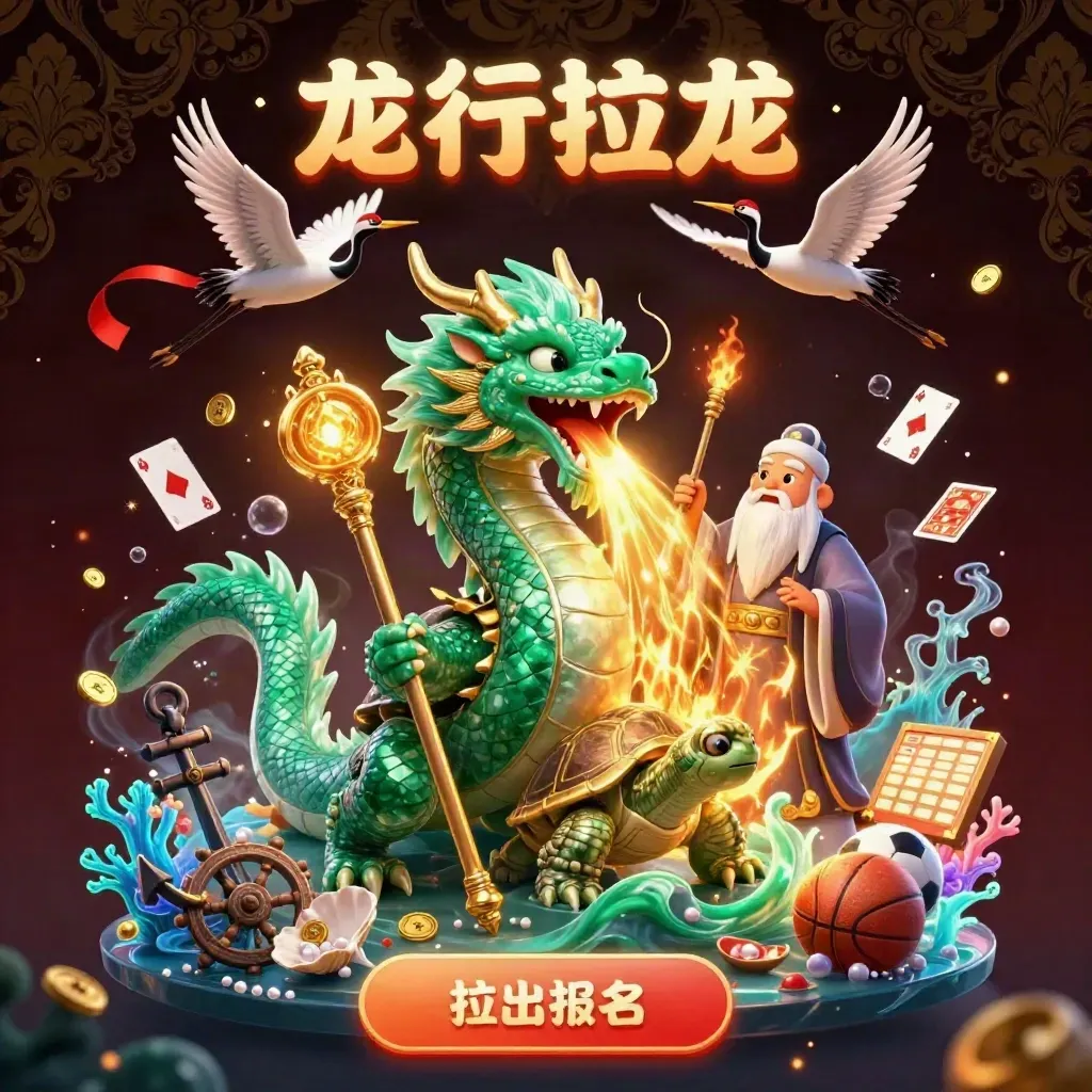 Jade dragon, turtle sage, and cranes amid treasure cove, gold fire, neon casino glow