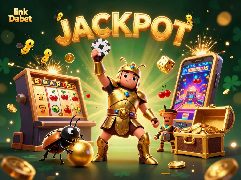 Experience thrilling wins at link Dabet with a vibrant casino scene featuring jackpot elements and festive energy.