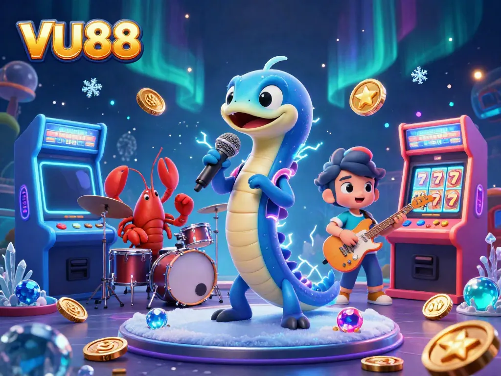 Experience VU88's thrilling underwater casino scene featuring a DJ eel and live performers.
