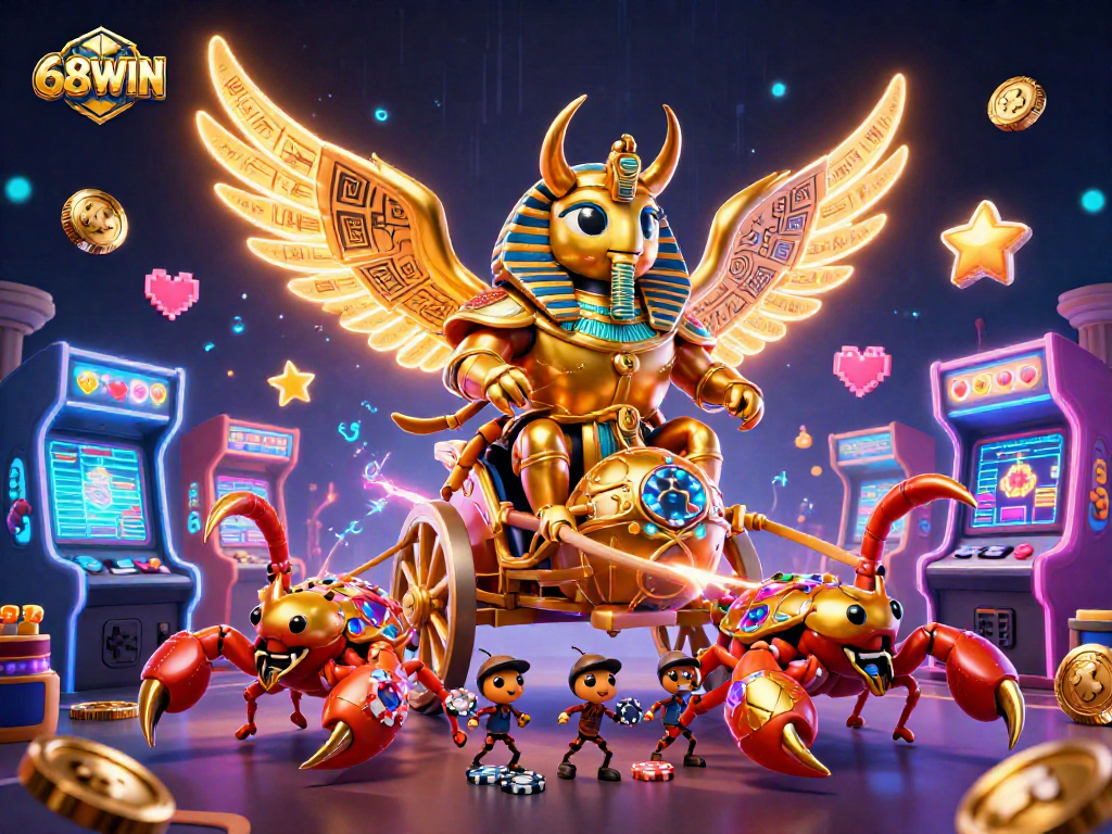 Experience an exciting gaming revolution with 68WIN's vibrant colors and dynamic 3D casino scene.