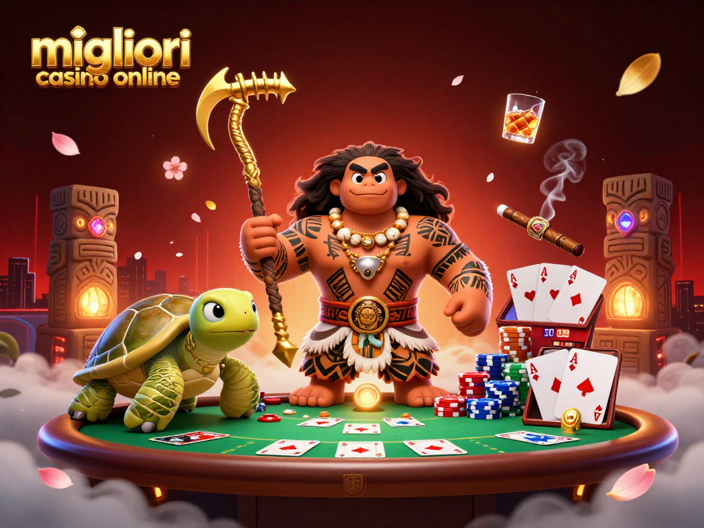 Giocare nei migliori casino online con un'illustrazione accattivante di un demigod hawk e una tartaruga.