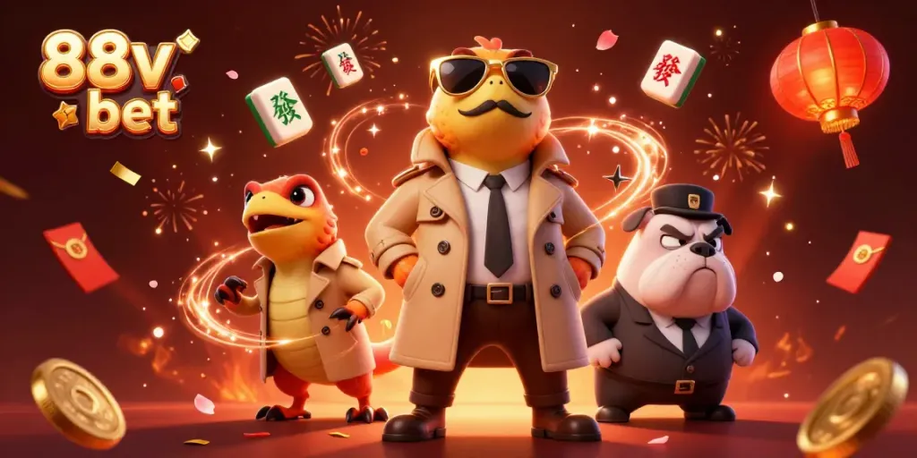 Experience the vibrant world of 88v bet with raptors in a trench coat at a VIP casino lounge.