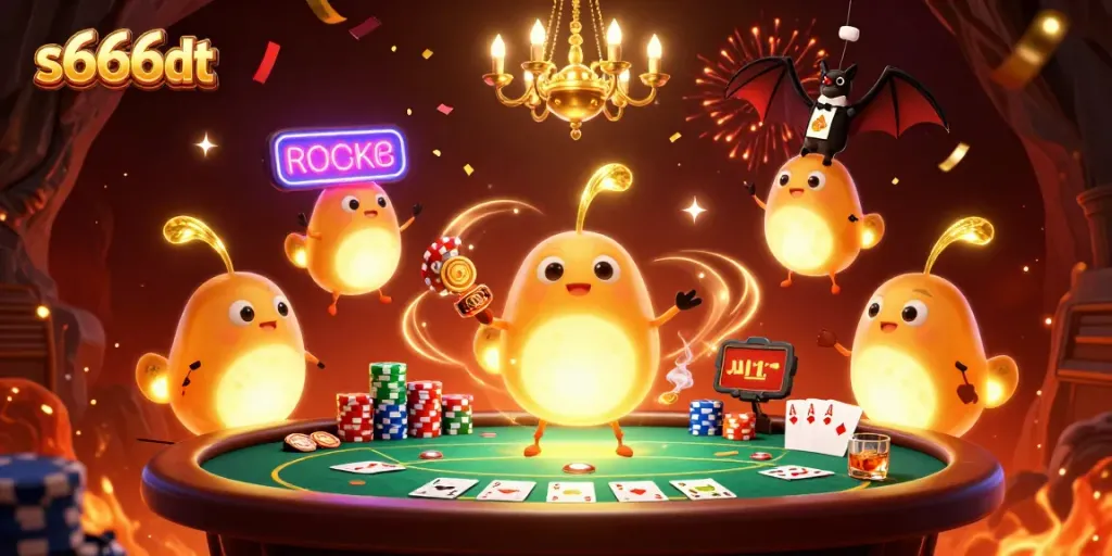 Experience vibrant gaming with s666dt in an enchanting cave casino lit by glowworms.