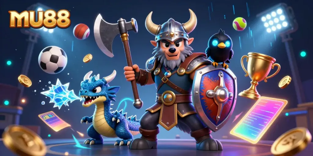 Engage with mu88's thrilling gaming adventures filled with Viking warriors and dynamic sports elements.
